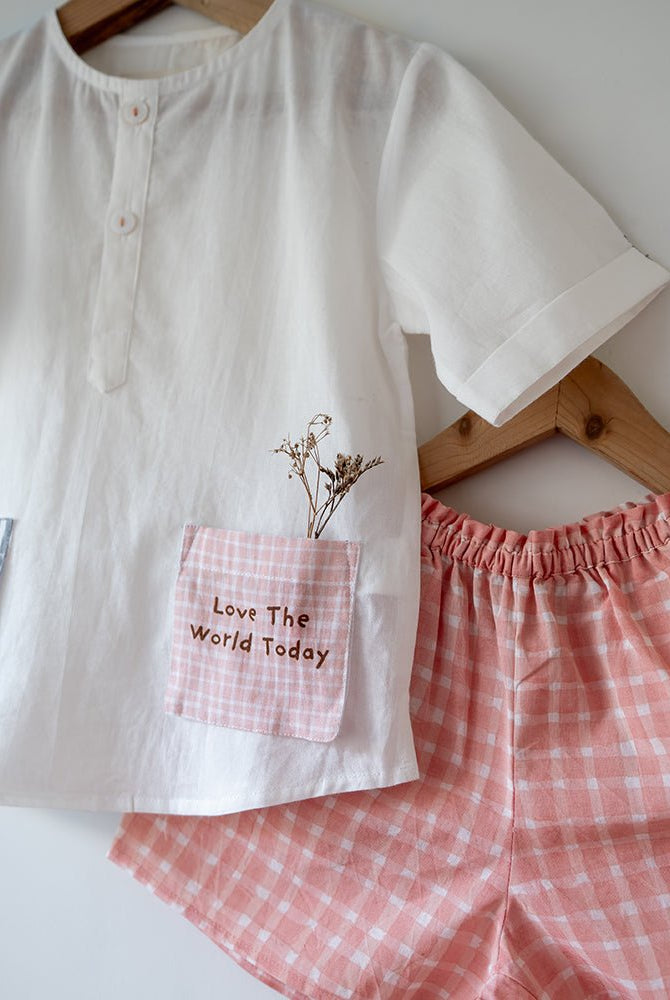 Sleepover Party Kurta and Shorts Co - ord Set - Warm Whiff print - CiceroniCo - ord SetLove The World Today