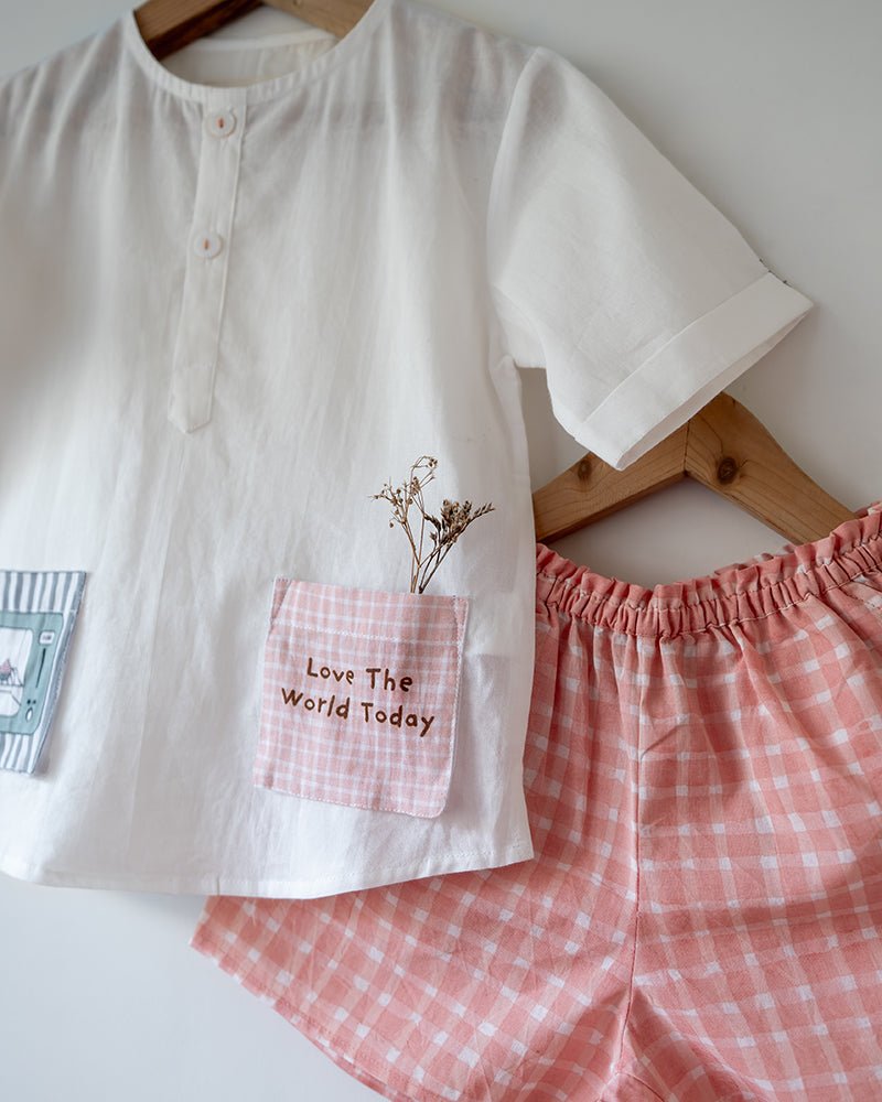 Sleepover Party Kurta and Shorts Co - ord Set - Warm Whiff print - CiceroniCo - ord SetLove The World Today