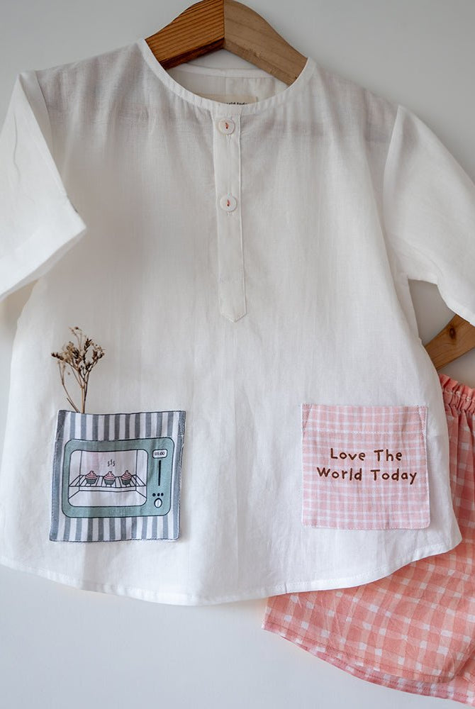 Sleepover Party Kurta and Shorts Co - ord Set - Warm Whiff print - CiceroniCo - ord SetLove The World Today