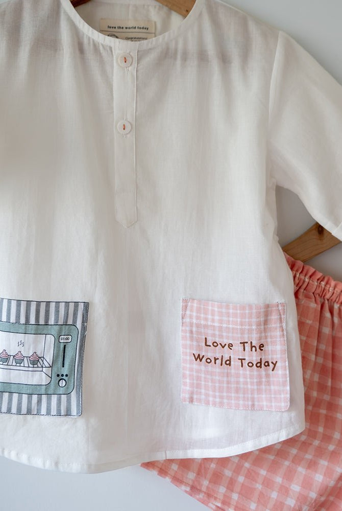 Sleepover Party Kurta and Shorts Co - ord Set - Warm Whiff print - CiceroniCo - ord SetLove The World Today