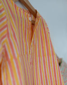 Sleepover Party Unisex Cotton Set with Peach Yellow Striped Kurta and Peach Green Striped Shorts - CiceroniCo - ord SetLove The World Today