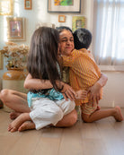 Sleepover Party Unisex Cotton Set with Peach Yellow Striped Kurta and Peach Green Striped Shorts - CiceroniCo - ord SetLove The World Today