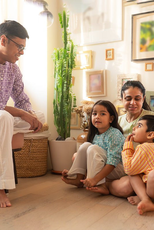 Sleepover Party Unisex Cotton Set with Peach Yellow Striped Kurta and Peach Green Striped Shorts - CiceroniCo - ord SetLove The World Today