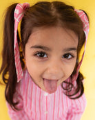 Sleepover Party Unisex Cotton Set with Striped Kurta and Moon Chase Shorts in Pink - CiceroniCo - ord SetLove The World Today