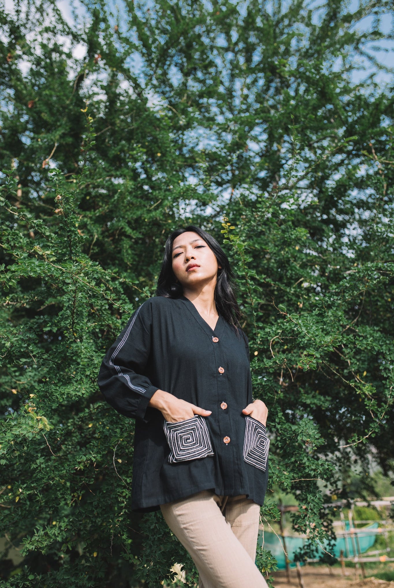 Spiral Pocket Shirt – Black - CiceroniShirtsIra