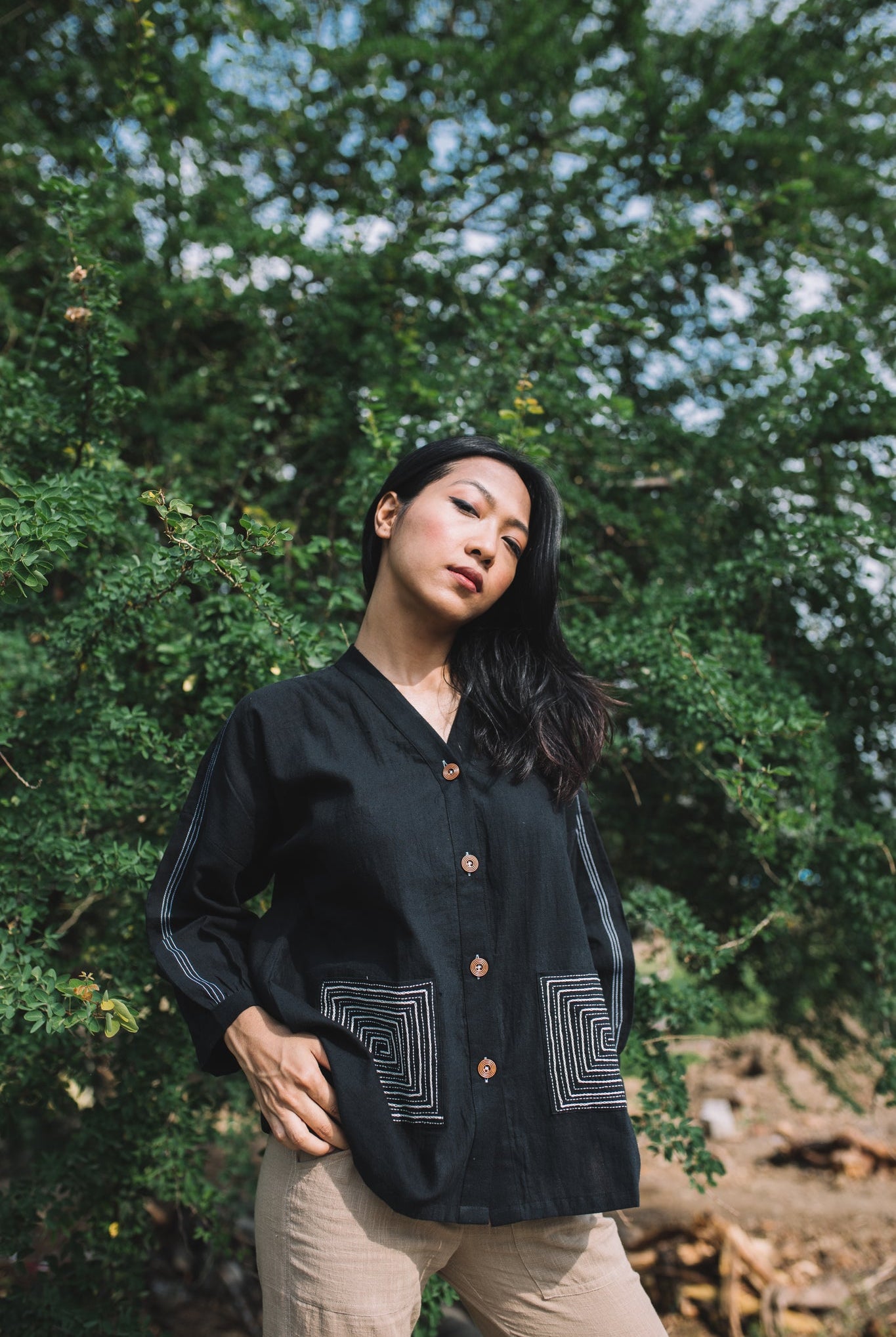 Spiral Pocket Shirt – Black - CiceroniShirtsIra