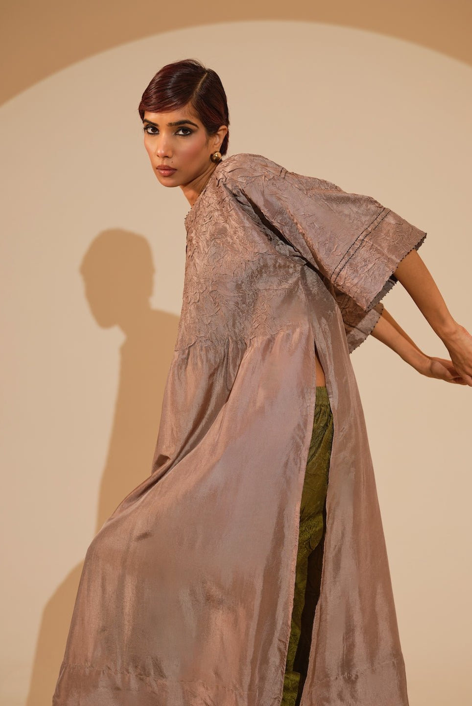 Sprout Tunic - Taupe - CiceroniKurta, Festive WearStoique