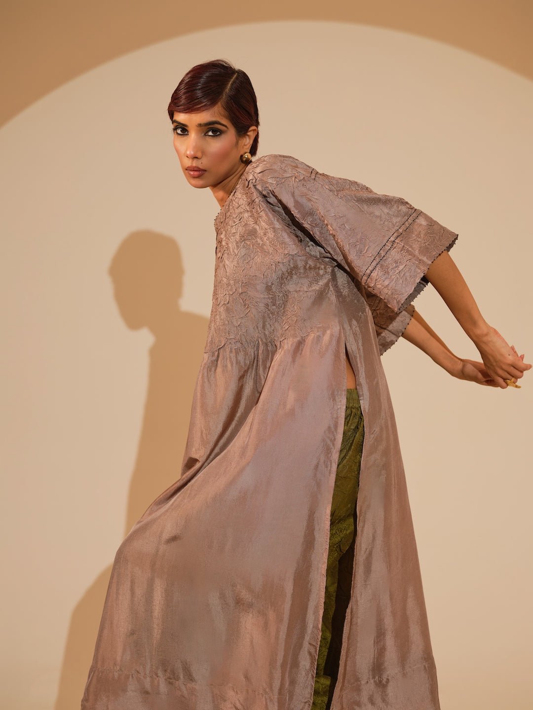 Sprout Tunic - Taupe - CiceroniKurta, Festive WearStoique