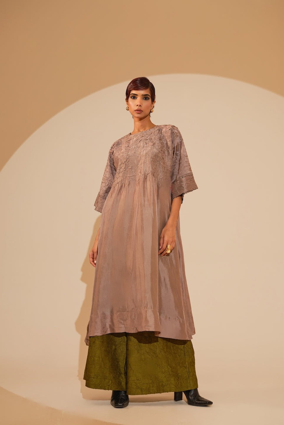 Sprout Tunic - Taupe - CiceroniKurta, Festive WearStoique