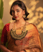 Statement Brocade Temple Neckpiece with Pearls - CiceroniNecklaceAarika