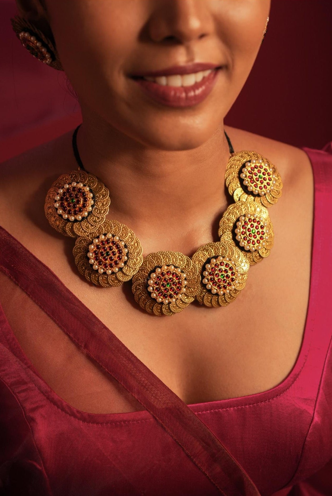 Statement Coined Temple Necklace Round - CiceroniNecklaceAarika