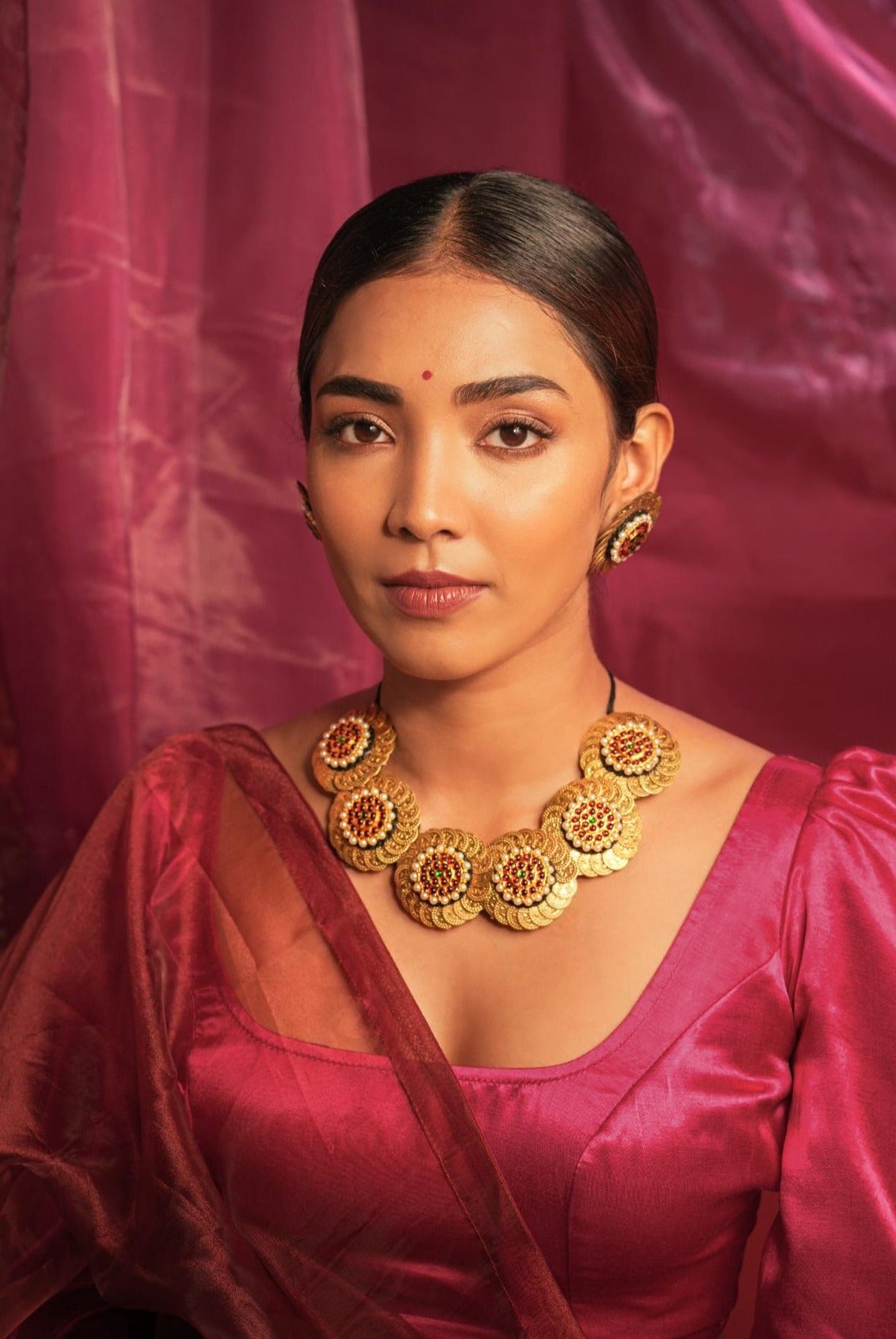 Statement Coined Temple Necklace Round - CiceroniNecklaceAarika