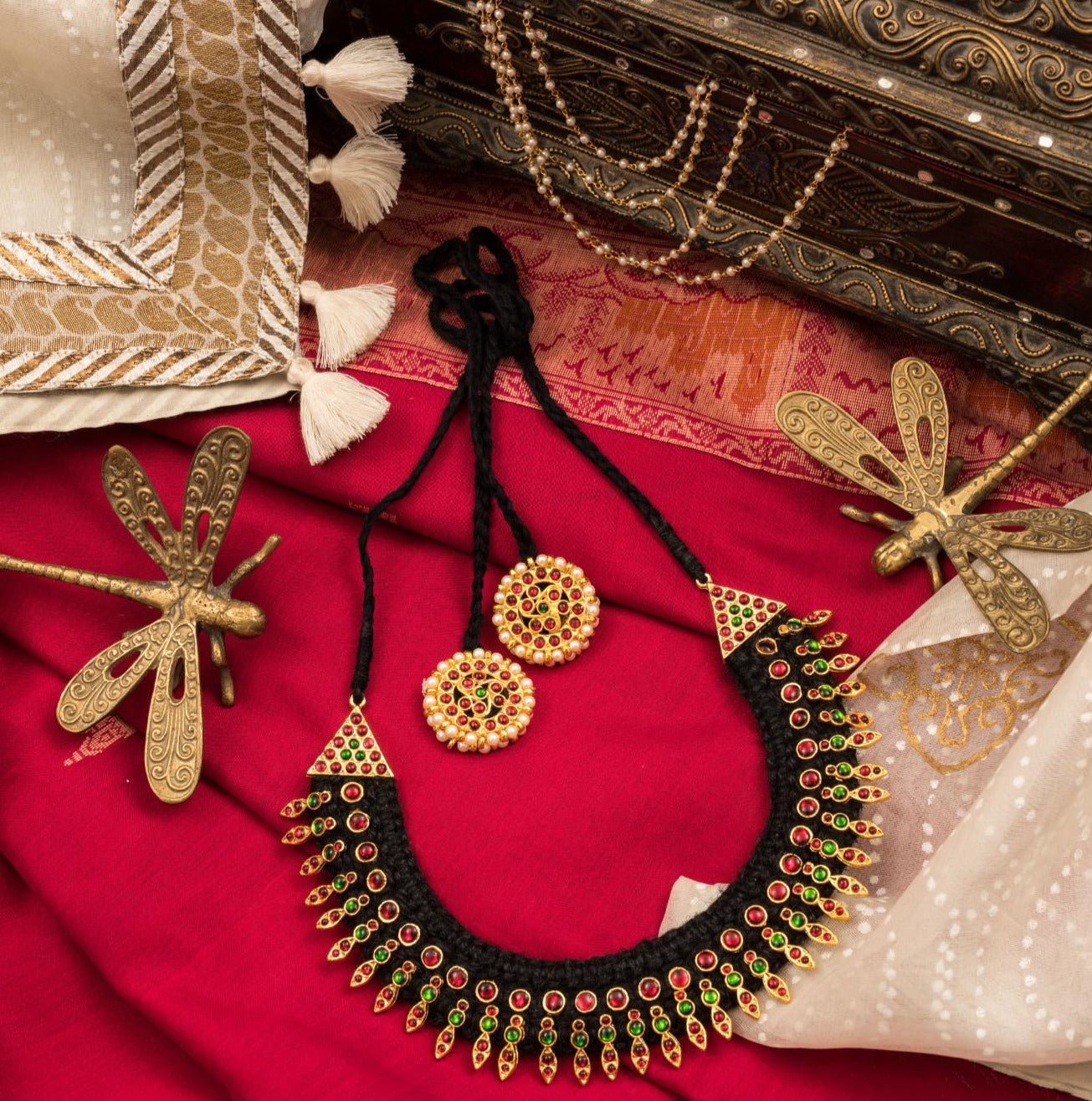 Statement Necklace with Temple Motifs - CiceroniNecklaceAarika