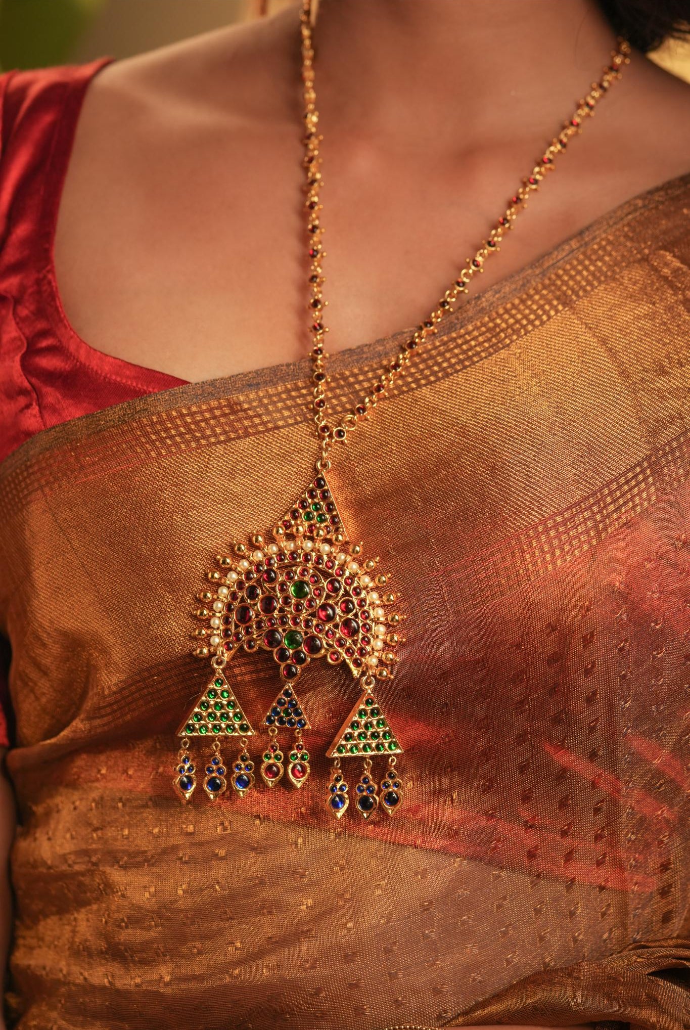 Statement Temple Necklace with Moon Motifs - CiceroniNecklaceAarika