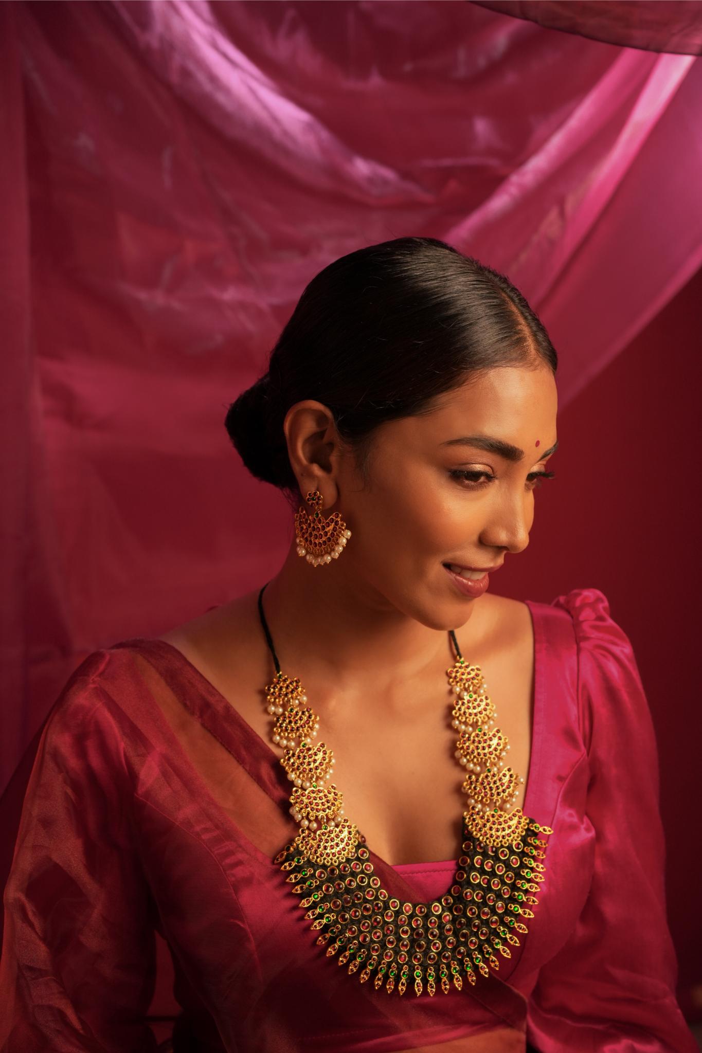 Statement Temple Necklace with Red Temple Beads - CiceroniNecklaceAarika