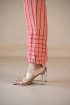 Straight Cut Pant - Peach Stripe Checks - CiceroniPantsRang by Rajvi