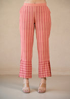 Straight Cut Pant - Peach Stripe Checks - CiceroniPantsRang by Rajvi