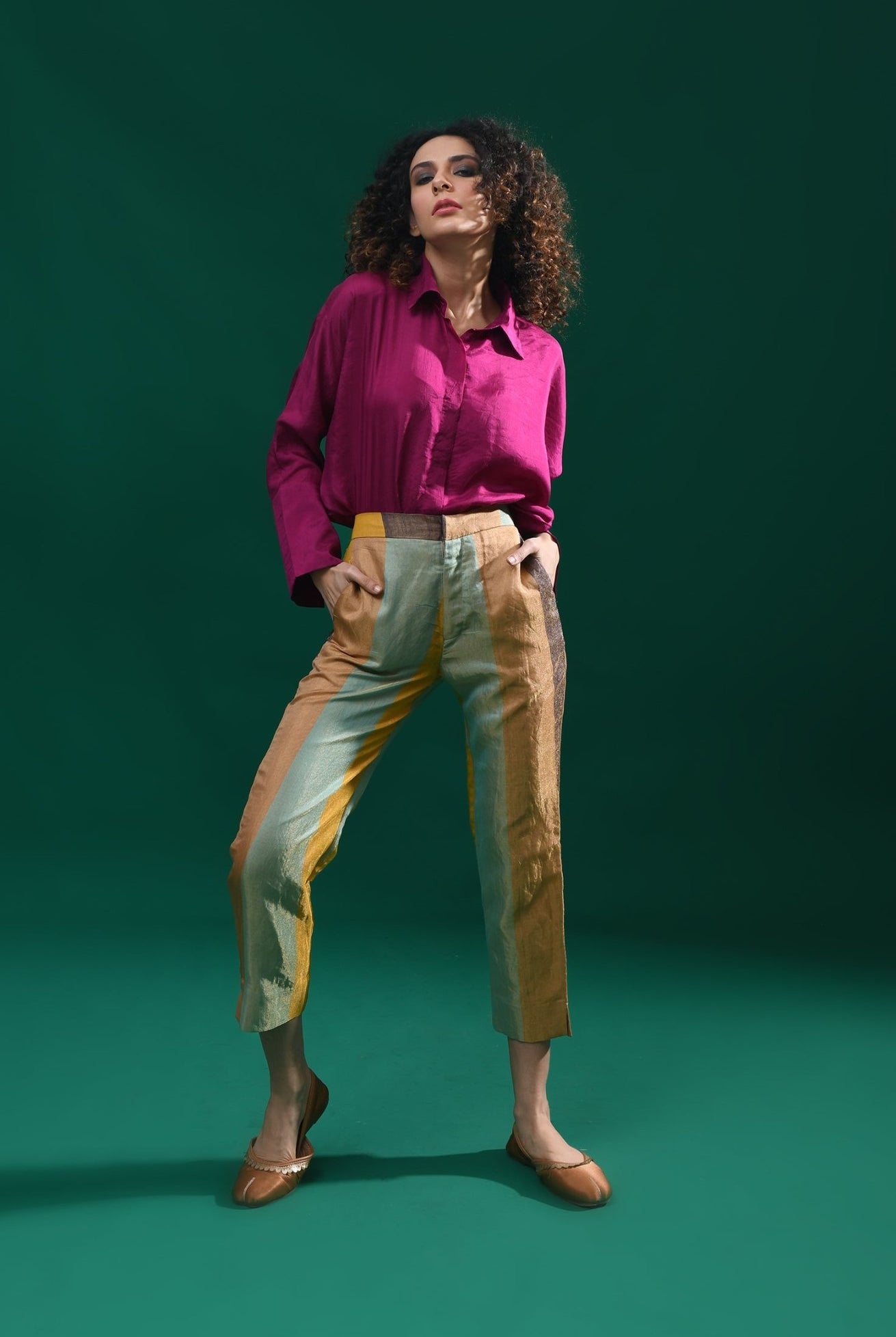 Straight Cut Tissue Trouser - Blue & More - CiceroniPantsHiranya