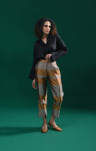 Straight Cut Tissue Trouser - Gold & Grey - CiceroniPantsHiranya