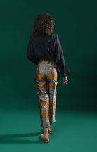 Straight Cut Tissue Trouser - Gold & Grey - CiceroniPantsHiranya