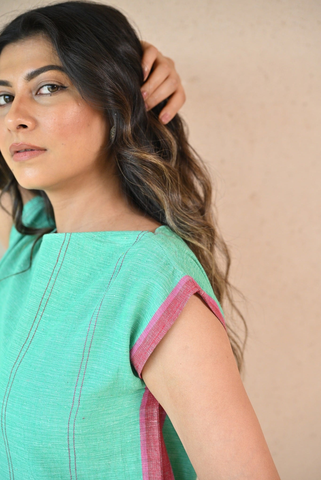 Straight Cut Tunic with Rounded Neckline - Mint Green - CiceroniTunicsRang by Rajvi