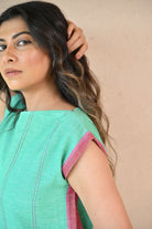Straight Cut Tunic with Rounded Neckline - Mint Green - CiceroniTunicsRang by Rajvi