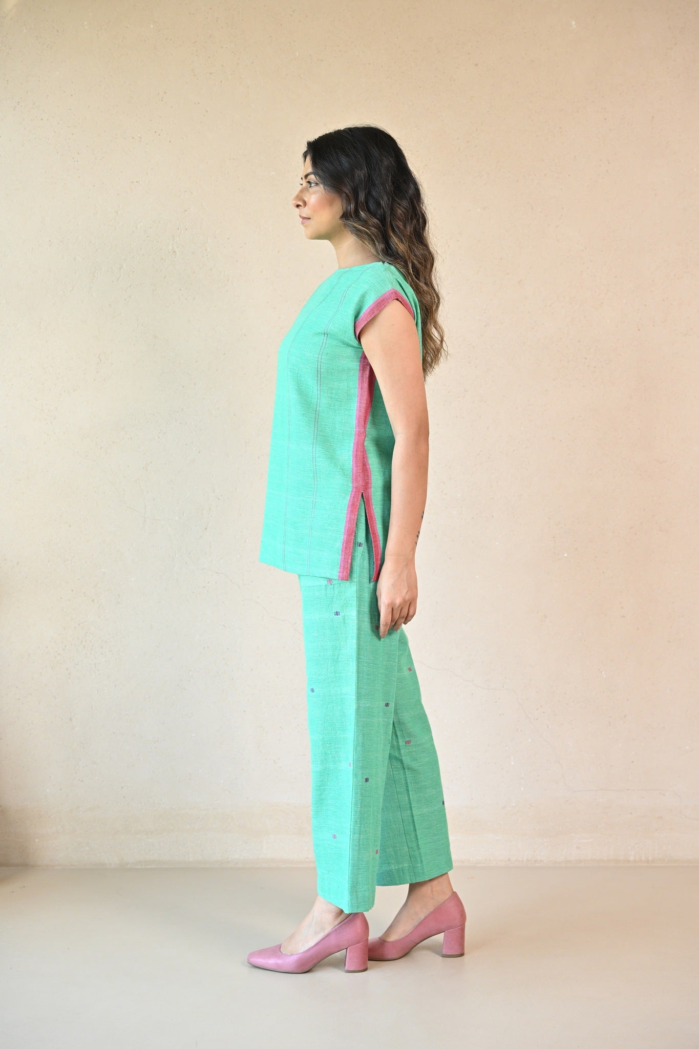 Straight Cut Tunic with Rounded Neckline - Mint Green - CiceroniTunicsRang by Rajvi