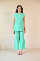 Straight Cut Tunic with Rounded Neckline - Mint Green - CiceroniTunicsRang by Rajvi