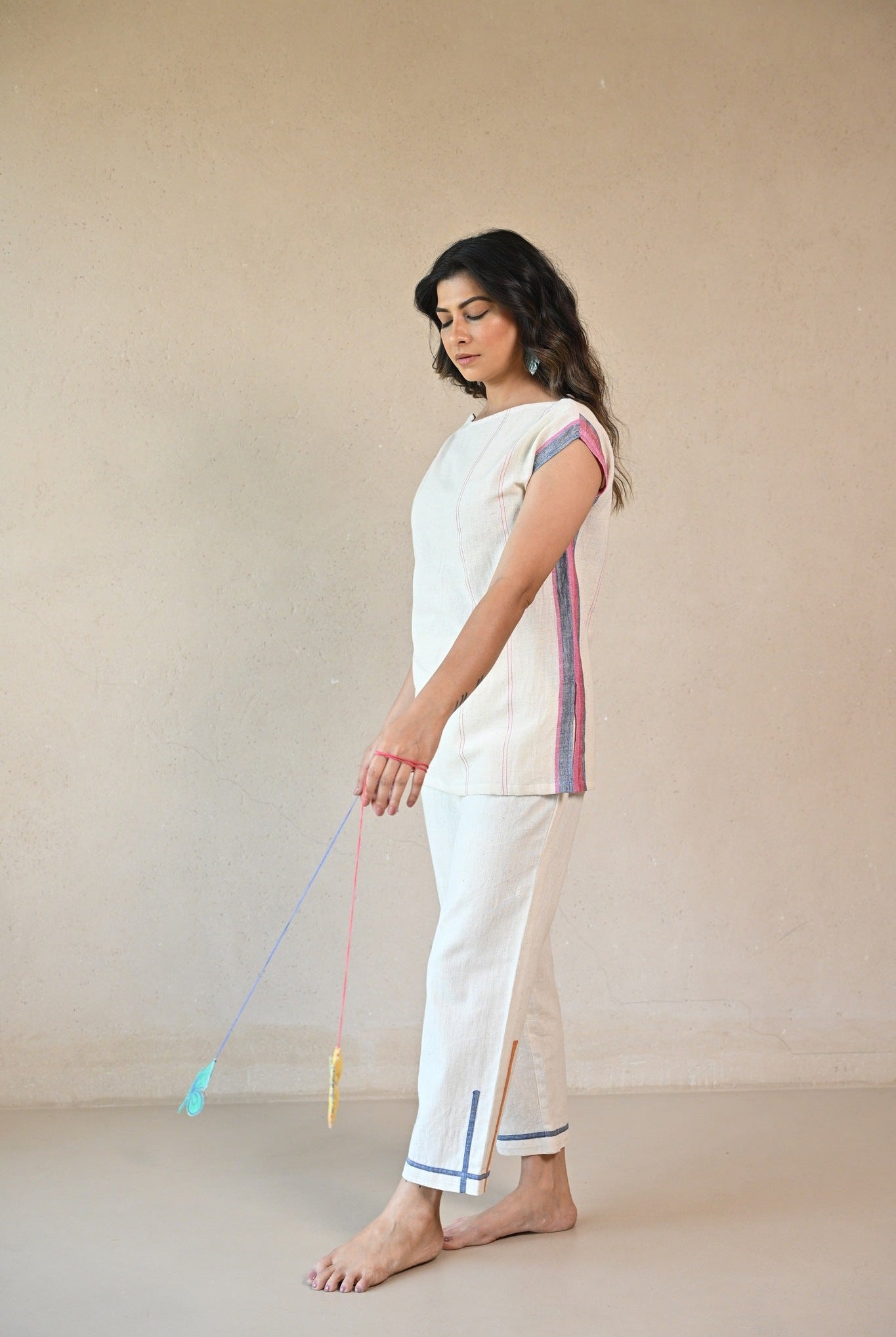 Straight Cut Tunic with Rounded Neckline - Natural White - CiceroniTunicsRang by Rajvi