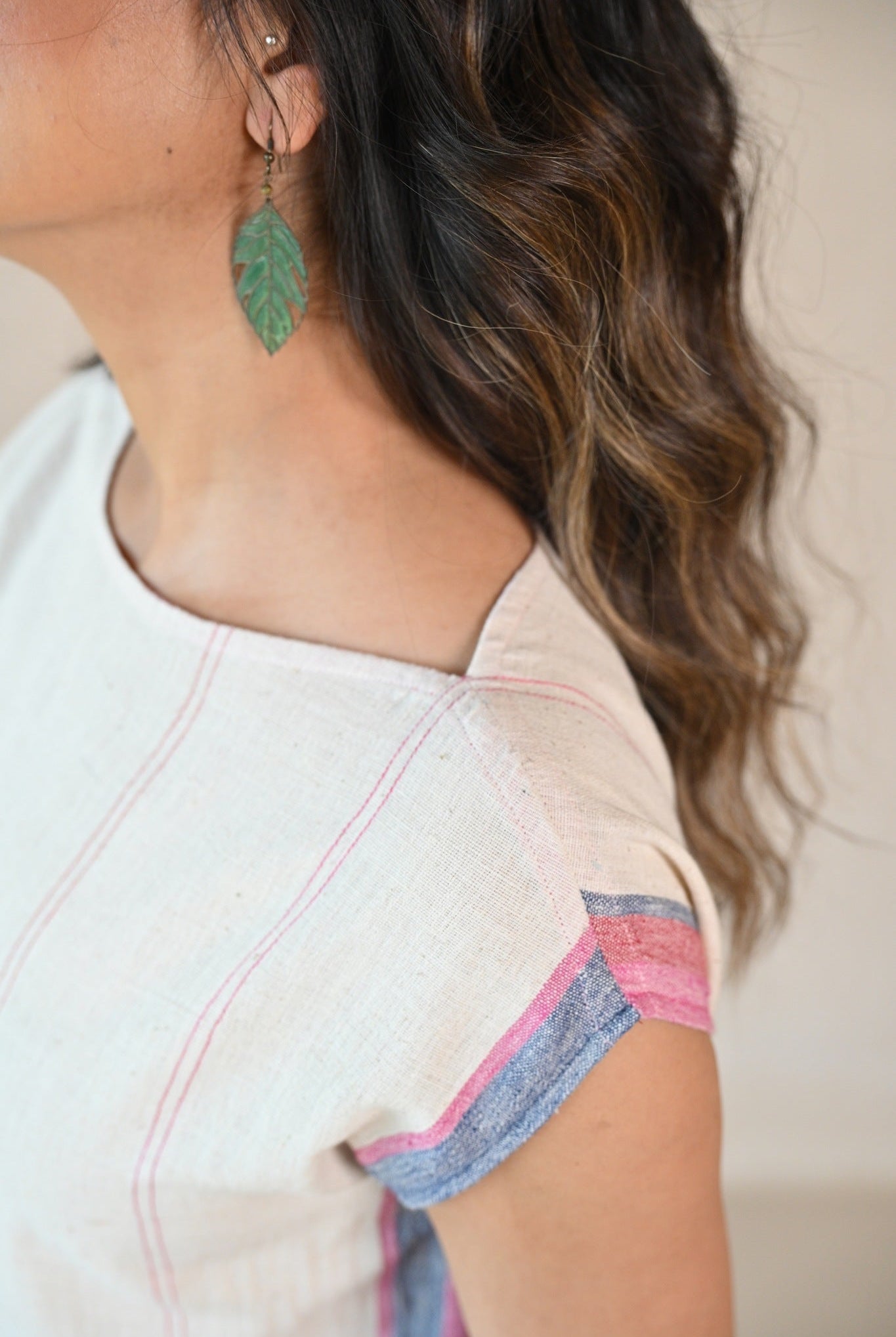 Straight Cut Tunic with Rounded Neckline - Natural White - CiceroniTunicsRang by Rajvi