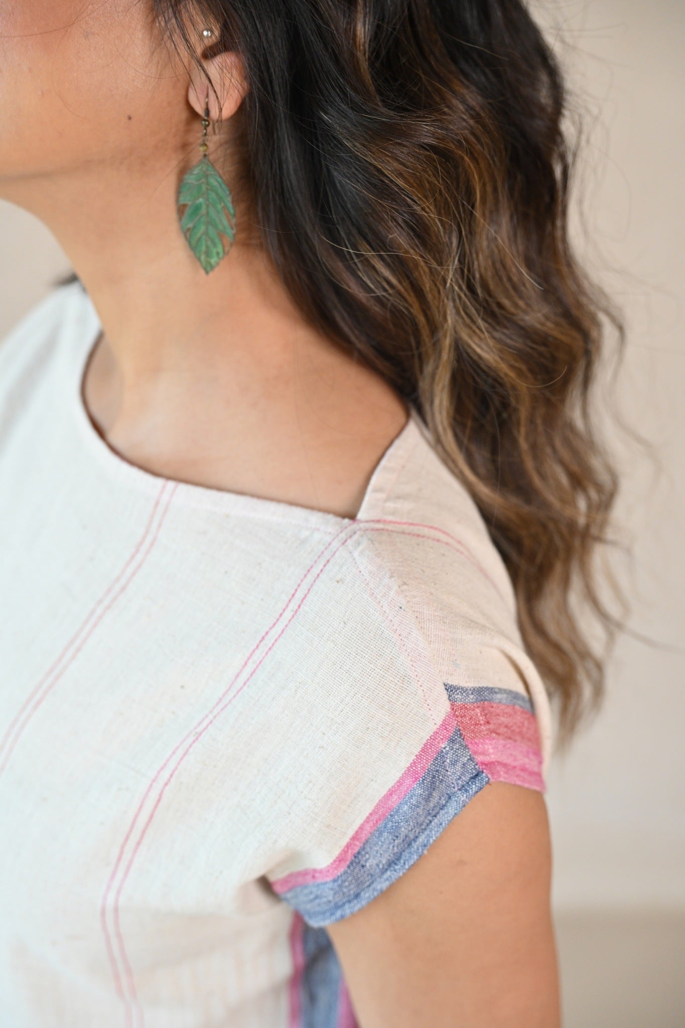 Straight Cut Tunic with Rounded Neckline - Natural White - CiceroniTunicsRang by Rajvi