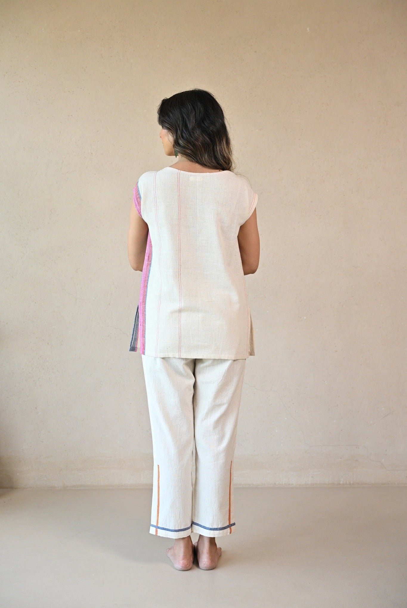 Straight Cut Tunic with Rounded Neckline - Natural White - CiceroniTunicsRang by Rajvi
