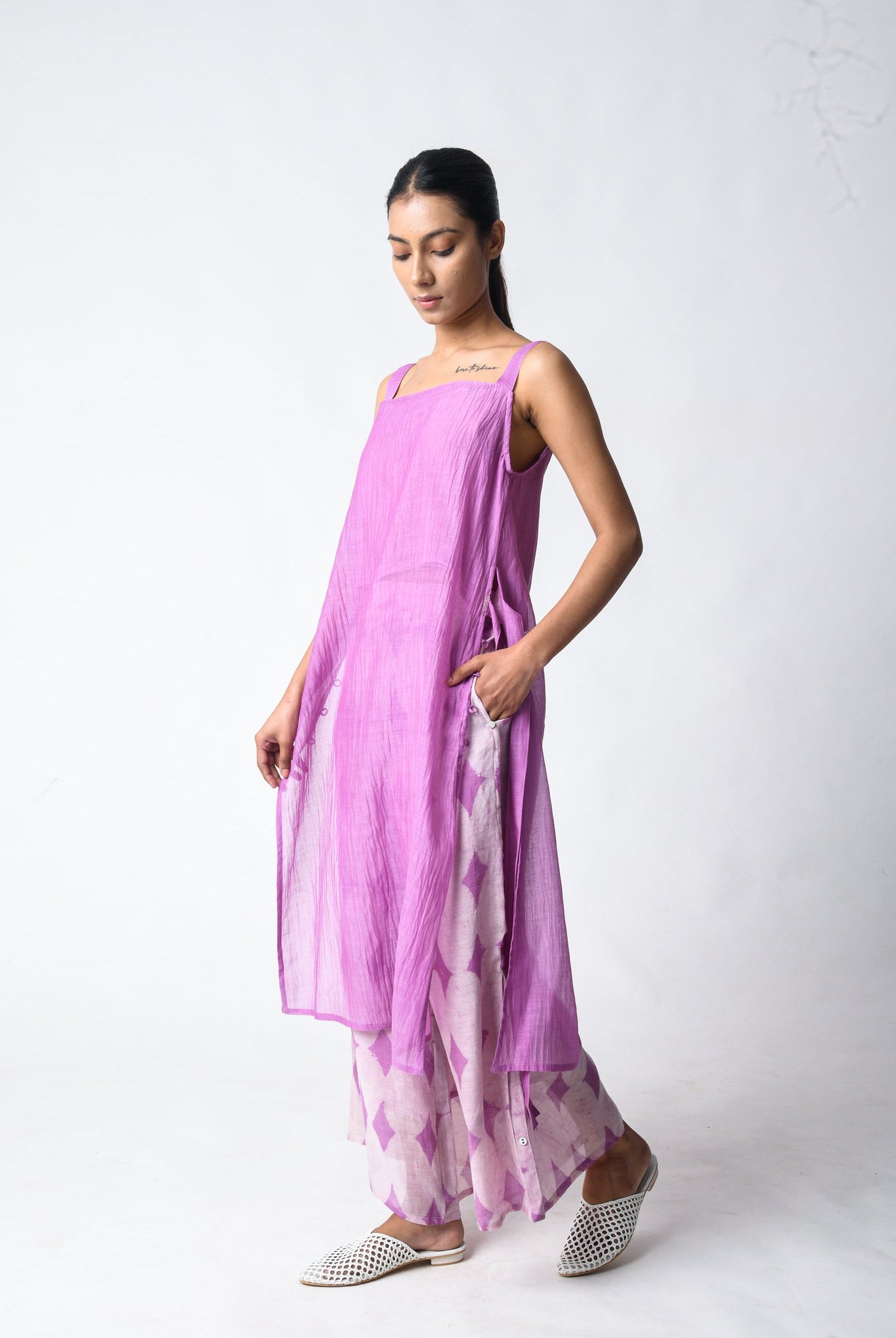 Strap Tunic Plum Co - ord Set - CiceroniKurta Set, Everyday WearJayati Goenka