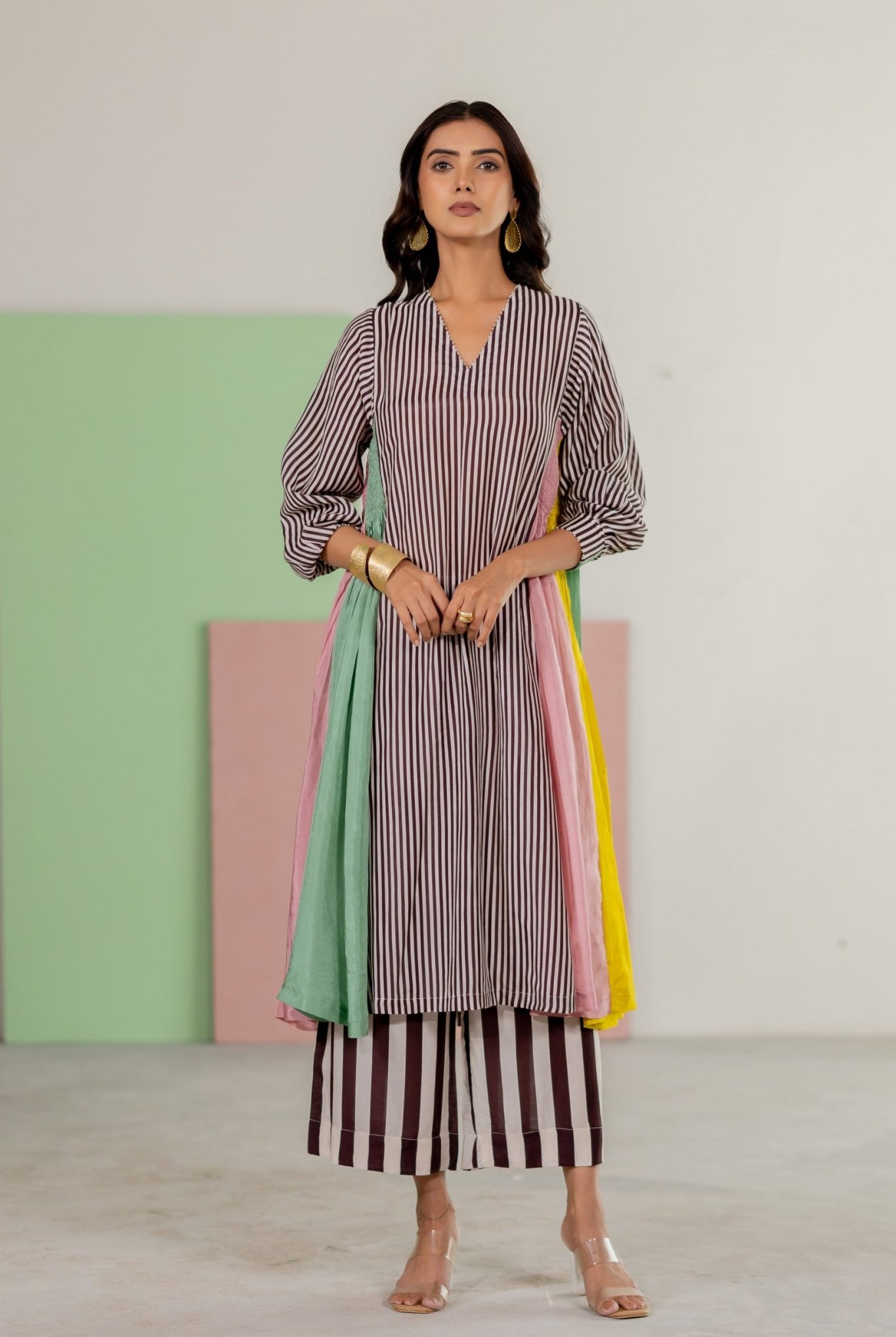 Striped Kurta Set - CiceroniKurta Set, Festive WearTussah