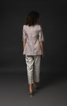 Striped Tissue Blazer Co - Ord (Set of 2 ) - Silver and Pink - CiceroniCo - ord SetHiranya