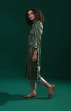 Striped Tissue Jacket Co - Ord (Set of 2) - Emerald and Silver - CiceroniCo - ord SetHiranya