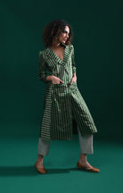 Striped Tissue Jacket Co - Ord (Set of 2) - Emerald and Silver - CiceroniCo - ord SetHiranya