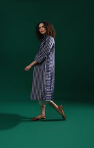 Striped Tissue Jacket - Navy Blue - CiceroniBlazersHiranya