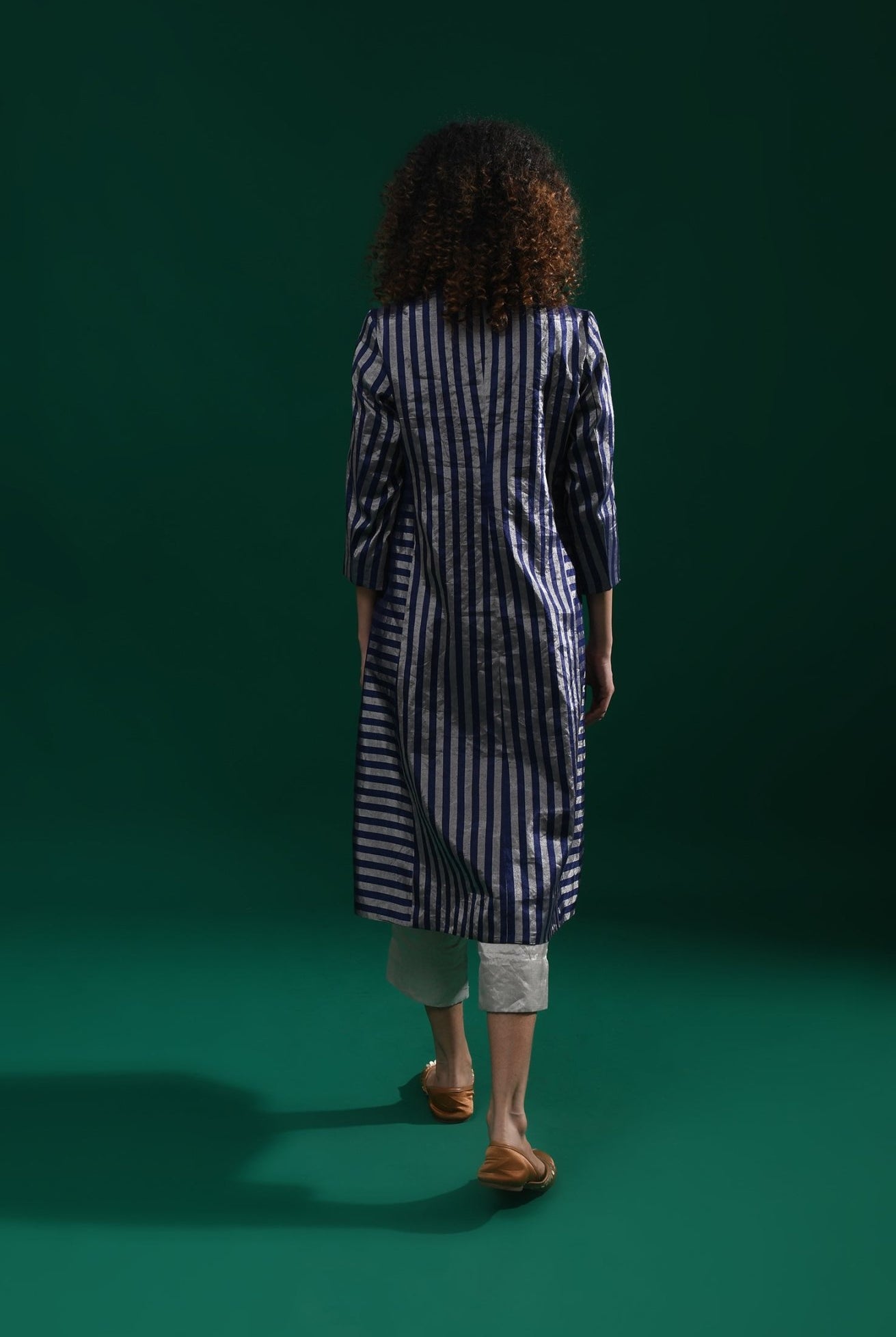 Striped Tissue Jacket - Navy Blue - CiceroniBlazersHiranya