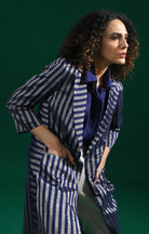 Striped Tissue Jacket - Navy Blue - CiceroniBlazersHiranya