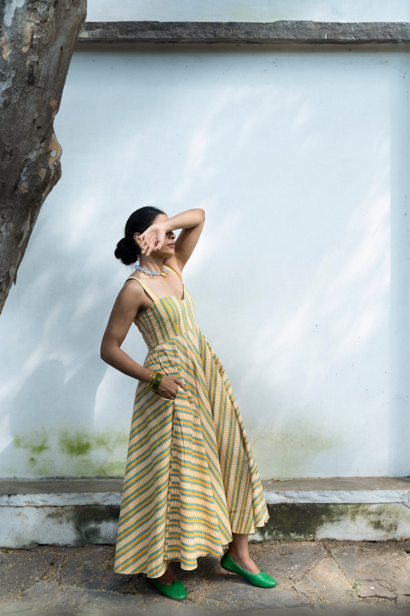 Summee Sundress - Yellow and Blue Stripes - CiceroniDressesShaivyaa