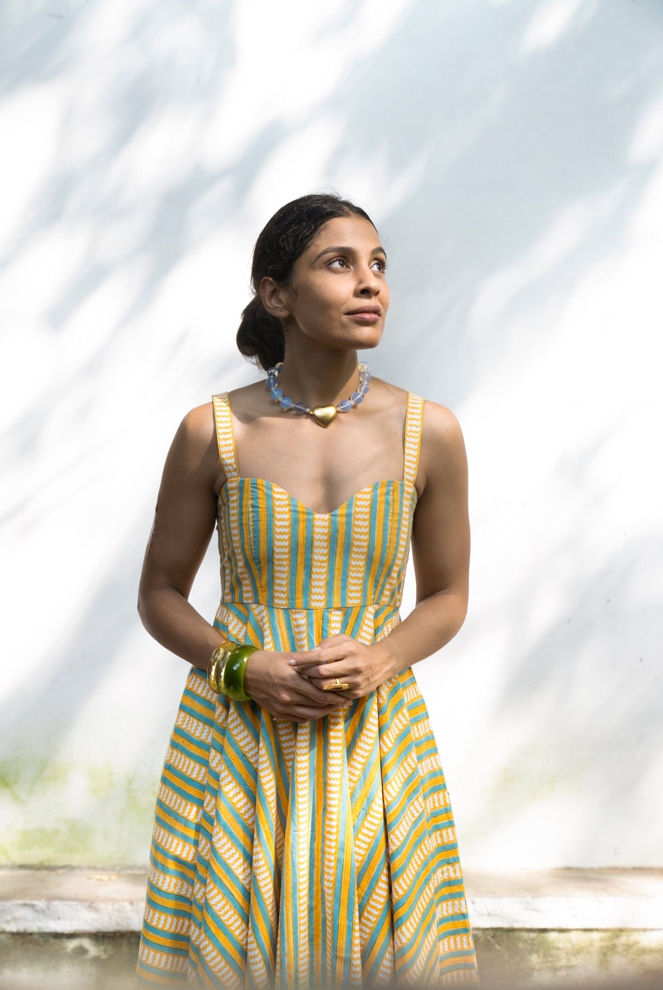 Summee Sundress - Yellow and Blue Stripes - CiceroniDressesShaivyaa