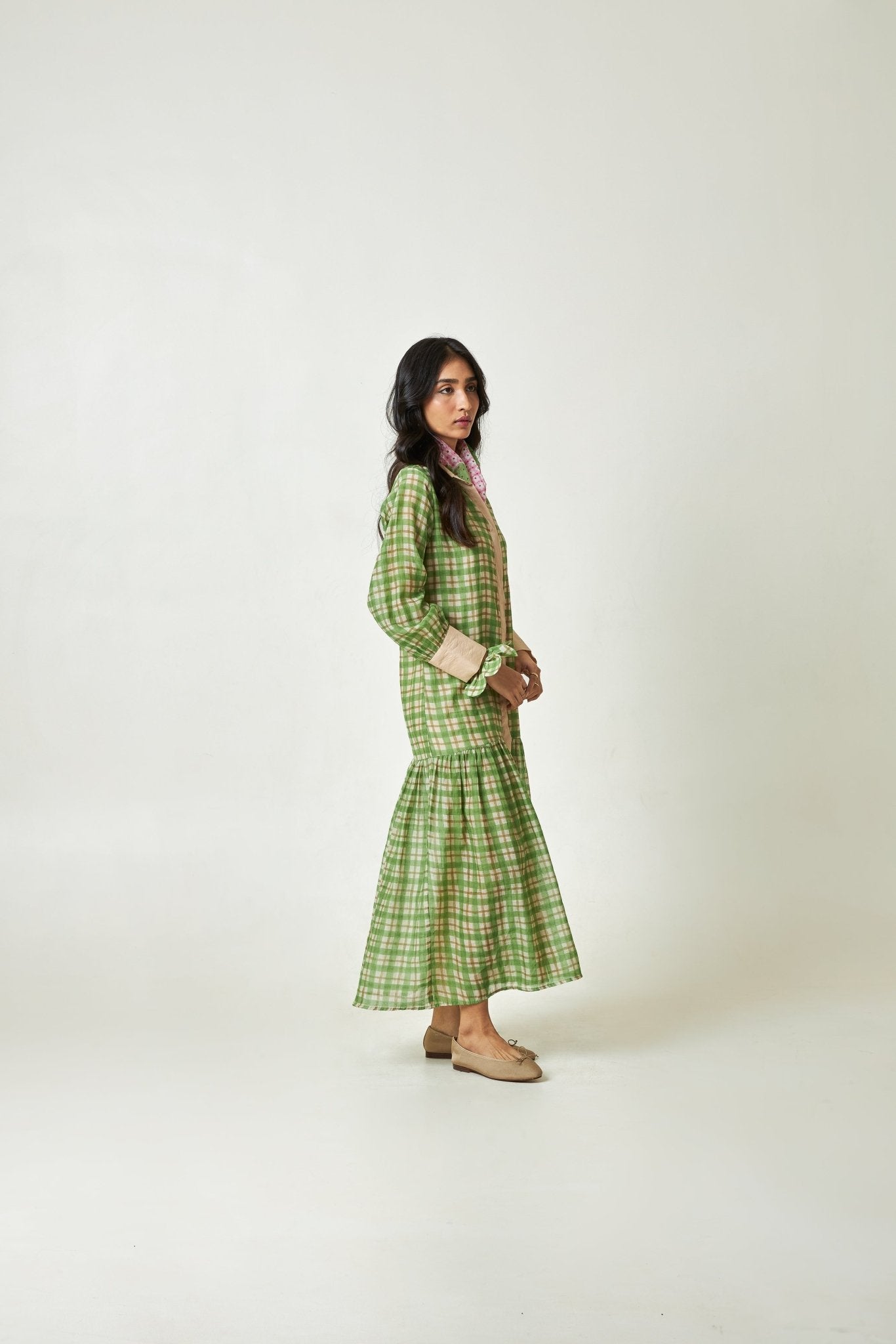 Summer Leaf Block Printed Dress - CiceroniDressPants and Pajamas