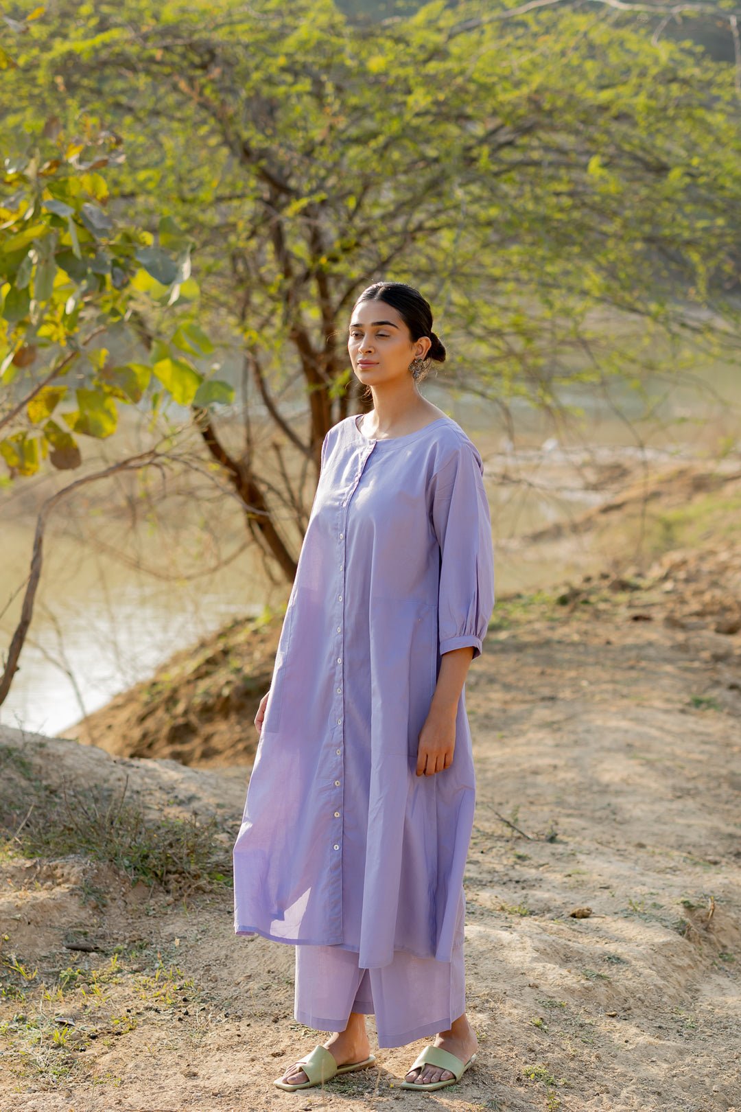 Summer Purple Buttondown Kurta Set - CiceroniKurta Set, Everyday WearMaidaan