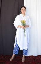 Sunkissed White Anti - fit Kurta with Placket - CiceroniKurta, Everyday WearHouse of Moxa