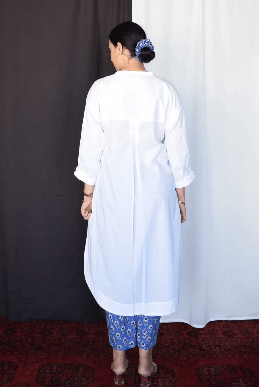 Sunkissed White Anti - fit Kurta with Placket - CiceroniKurta, Everyday WearHouse of Moxa