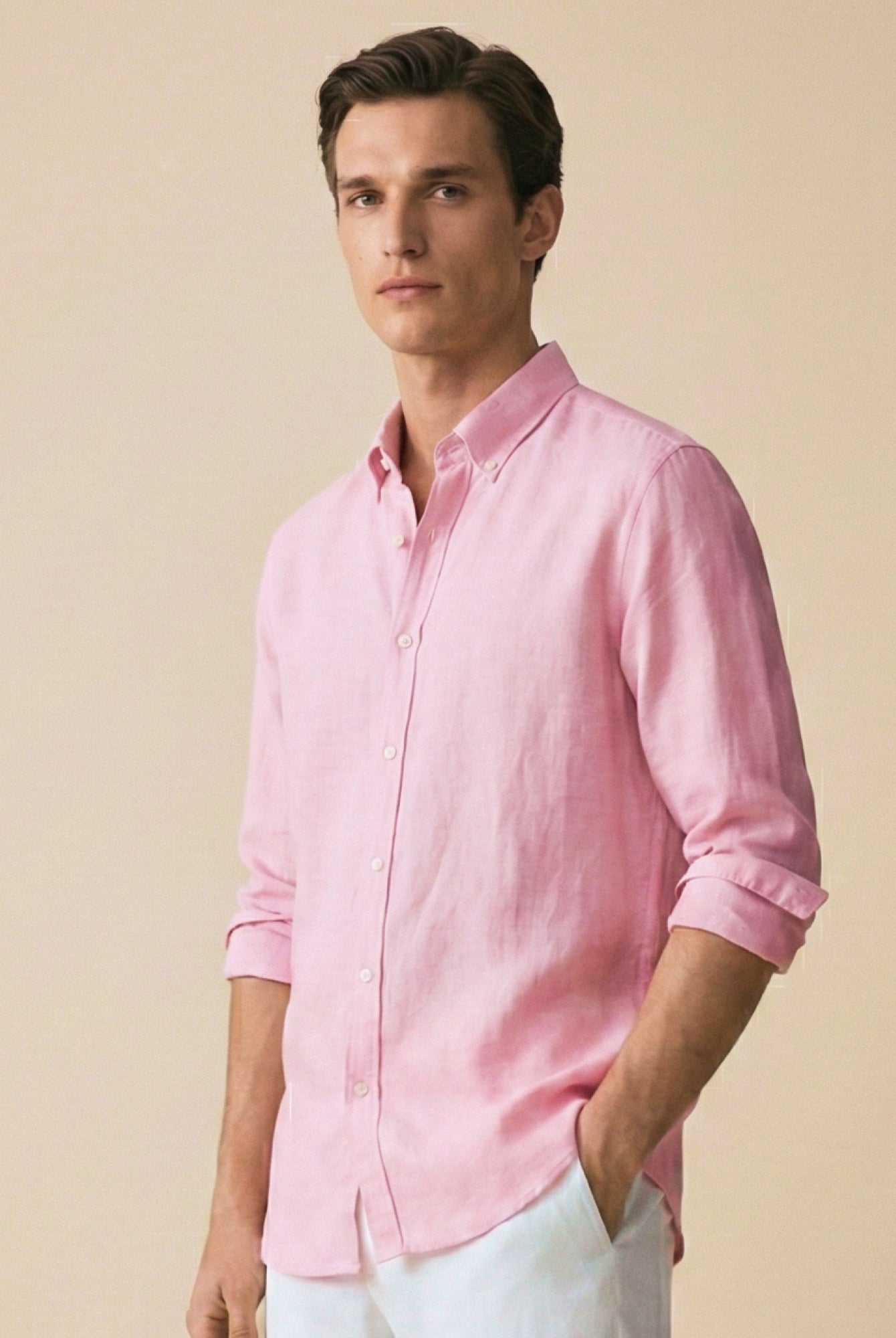Sunlit Pink 100% Pure Linen Button Down Shirt - CiceroniMen Shirtsbhrāta