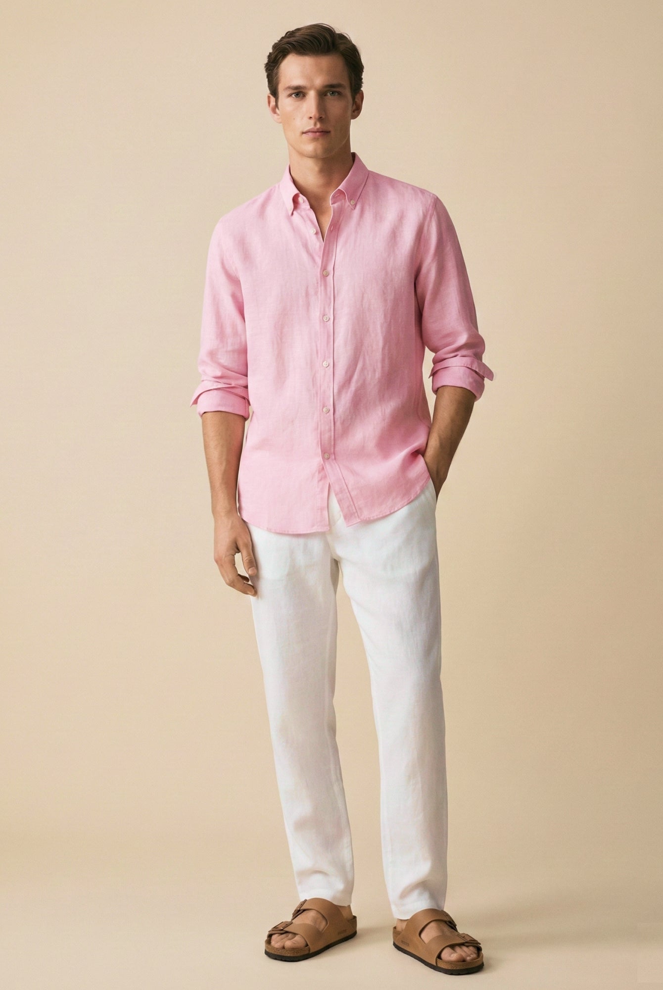 Sunlit Pink 100% Pure Linen Button Down Shirt - CiceroniMen Shirtsbhrāta