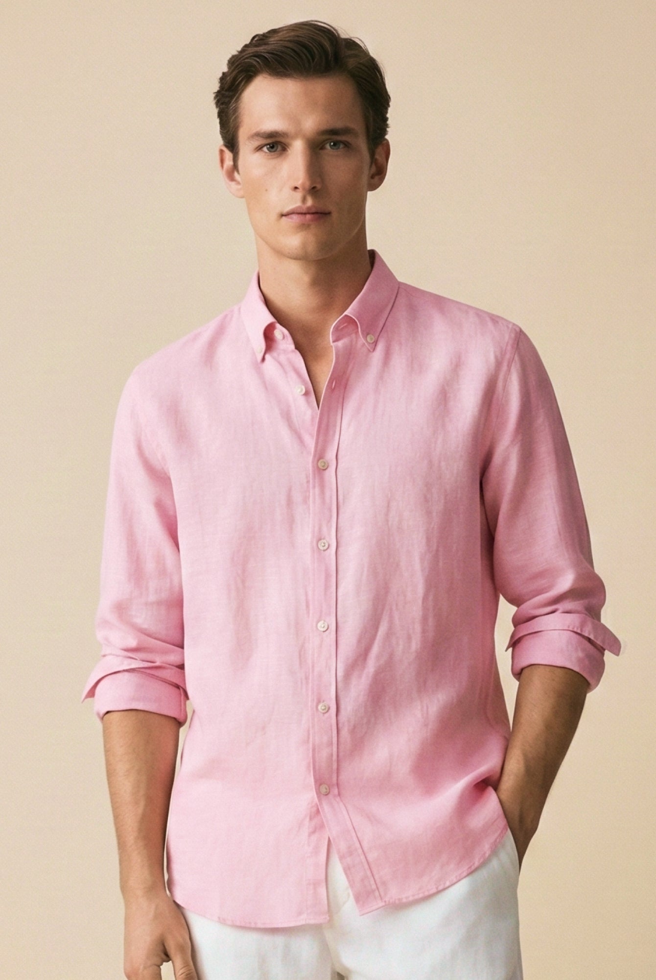 Sunlit Pink 100% Pure Linen Button Down Shirt - CiceroniMen Shirtsbhrāta