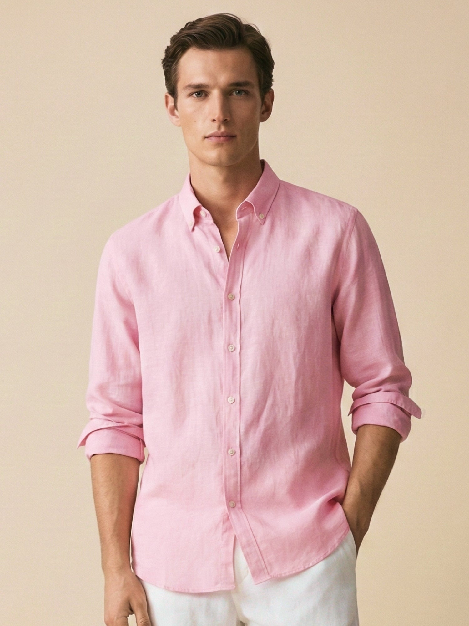 Sunlit Pink 100% Pure Linen Button Down Shirt - CiceroniMen Shirtsbhrāta